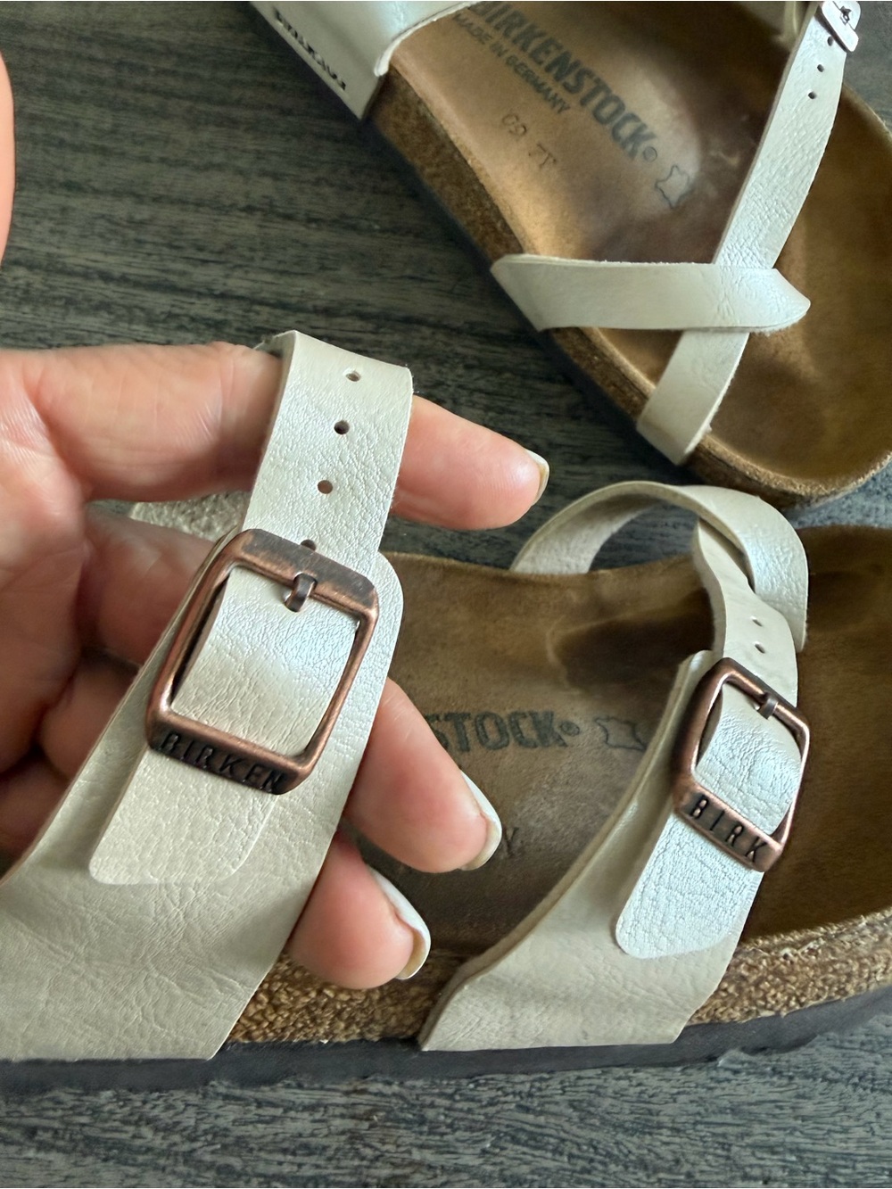 Birkenstock Beige Double-Buckle Cork Footbed Sandals - Picture 3 of 9